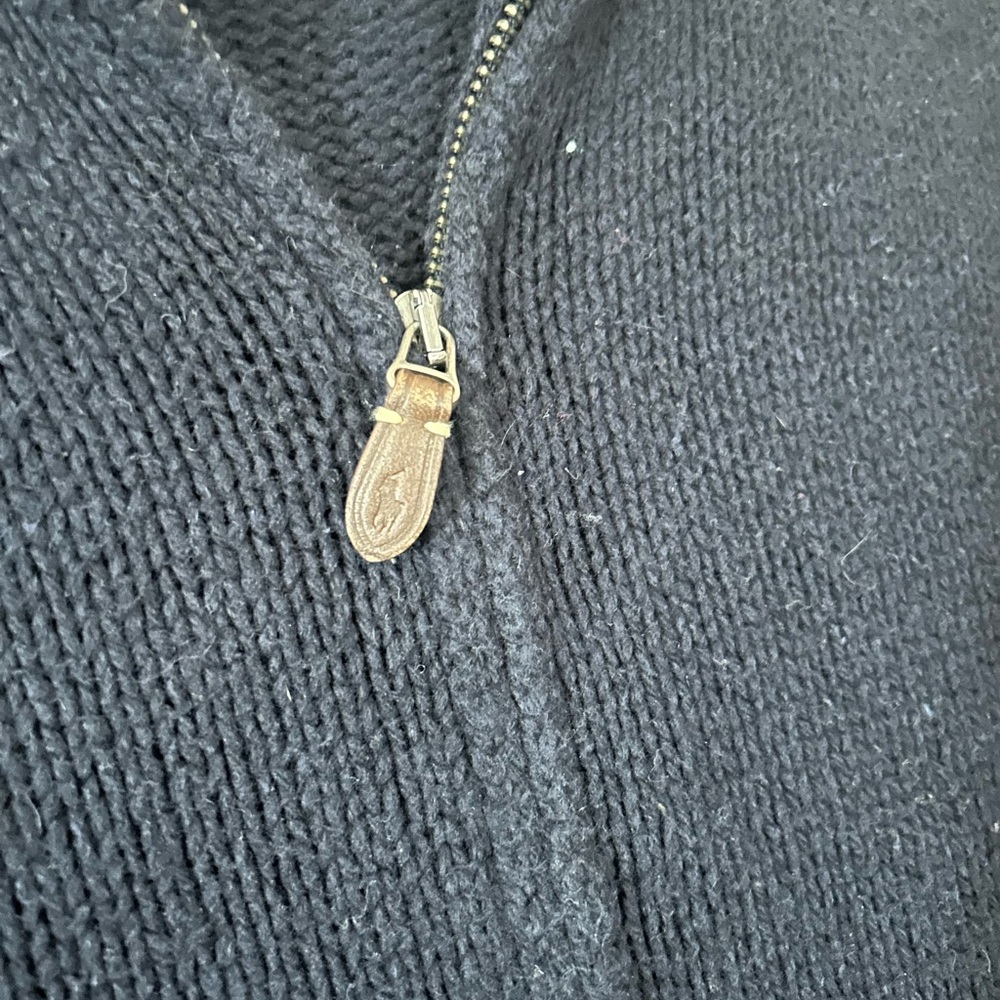 Vintage polo Ralph Lauren double zipper elbow patch cable knit  sweater - Picture 12 of 15